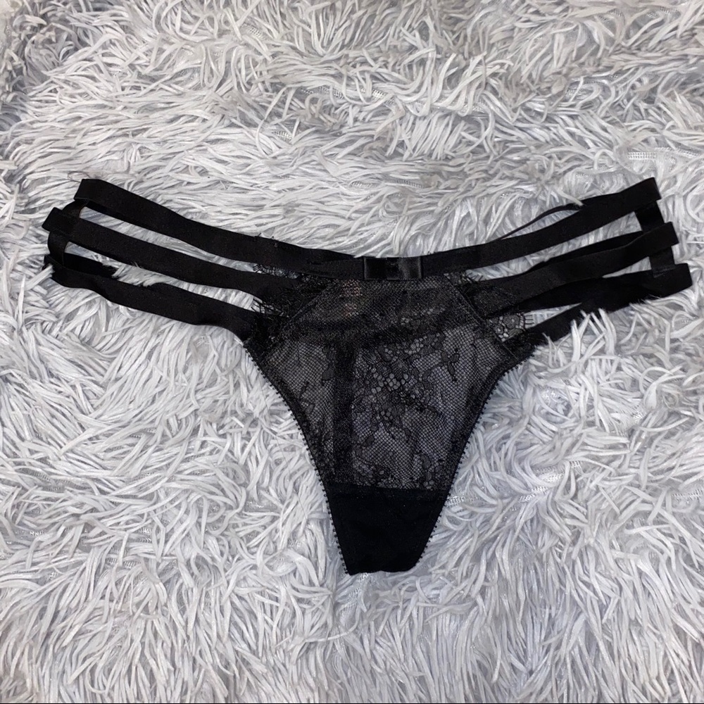 VS Strappy Black Lace G String Thong